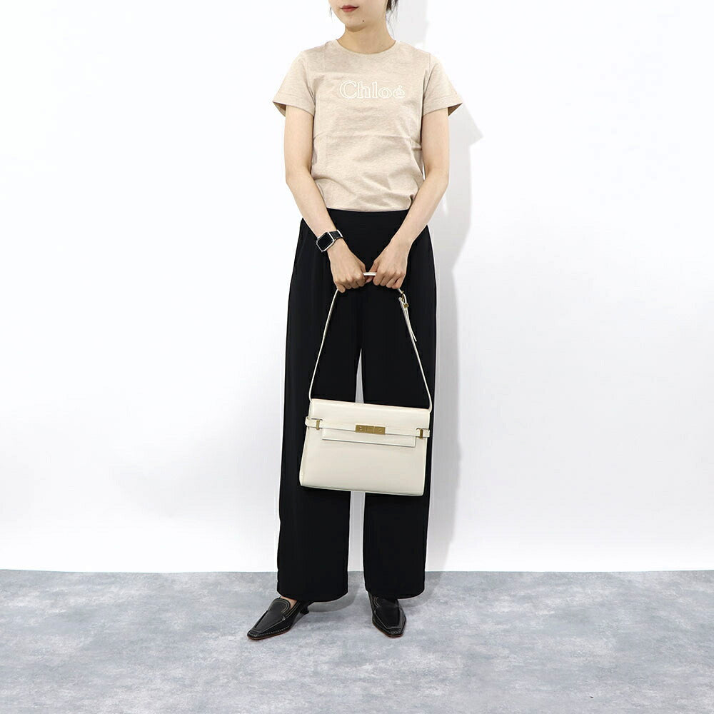 サンローラン SAINT LAURENT バッグ ショルダーバッグ レディース MANHATTAN マンハッタン オフホワイト カーフ レザー クラッチバッグ 2way ロゴ 鞄 ゴールド金具 無地 シンプル 579271 0SX0W