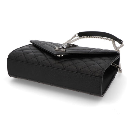 サンローラン SAINT LAURENT バッグ ショルダーバッグ レディース ENVELOPE SMALL エンベロープ スモール  ブラック カーフ レザー カサンドラロゴ 鞄 チェーンショルダー シルバー金具 キルティング 600195 BOW92