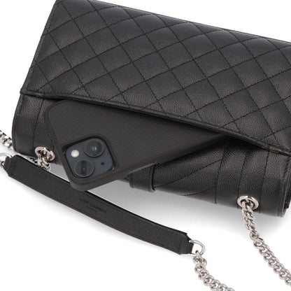 サンローラン SAINT LAURENT バッグ ショルダーバッグ レディース ENVELOPE SMALL エンベロープ スモール  ブラック カーフ レザー カサンドラロゴ 鞄 チェーンショルダー シルバー金具 キルティング 600195 BOW92