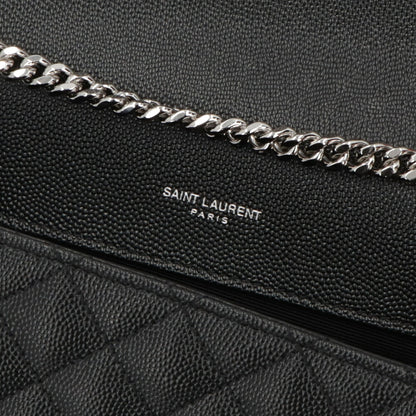 サンローラン SAINT LAURENT バッグ ショルダーバッグ レディース ENVELOPE SMALL エンベロープ スモール  ブラック カーフ レザー カサンドラロゴ 鞄 チェーンショルダー シルバー金具 キルティング 600195 BOW92