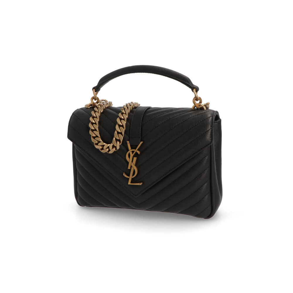 SAINT LAURENT ショルダーバッグ ブラック ラムスキン シェブロンキルティング YSLモノグラム ハンドバッグ 600279 BRM07