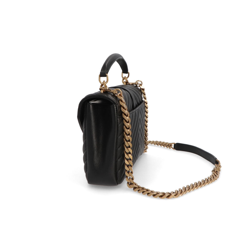 SAINT LAURENT ショルダーバッグ ブラック ラムスキン シェブロンキルティング YSLモノグラム ハンドバッグ 600279 BRM07