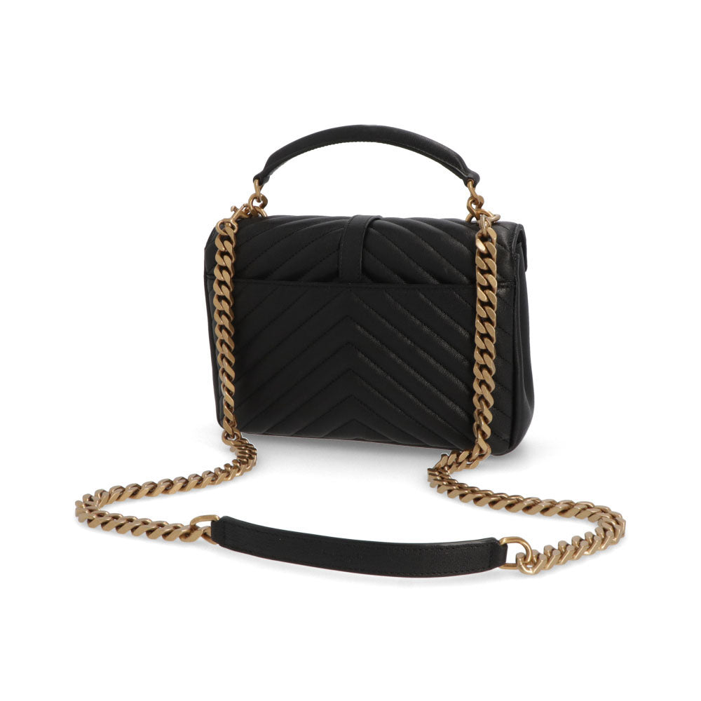 SAINT LAURENT ショルダーバッグ ブラック ラムスキン シェブロンキルティング YSLモノグラム ハンドバッグ 600279 BRM07