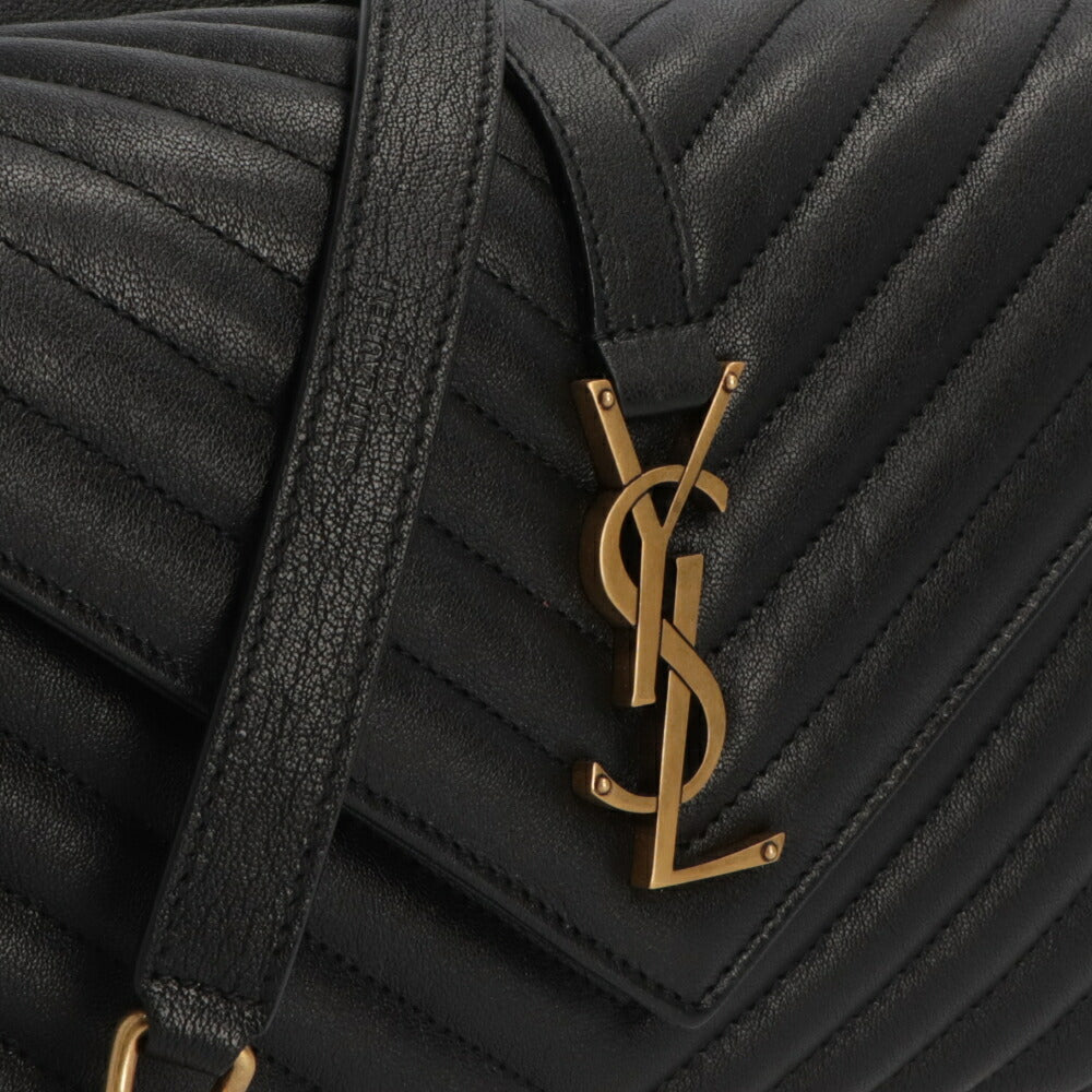 SAINT LAURENT ショルダーバッグ ブラック ラムスキン シェブロンキルティング YSLモノグラム ハンドバッグ 600279 BRM07