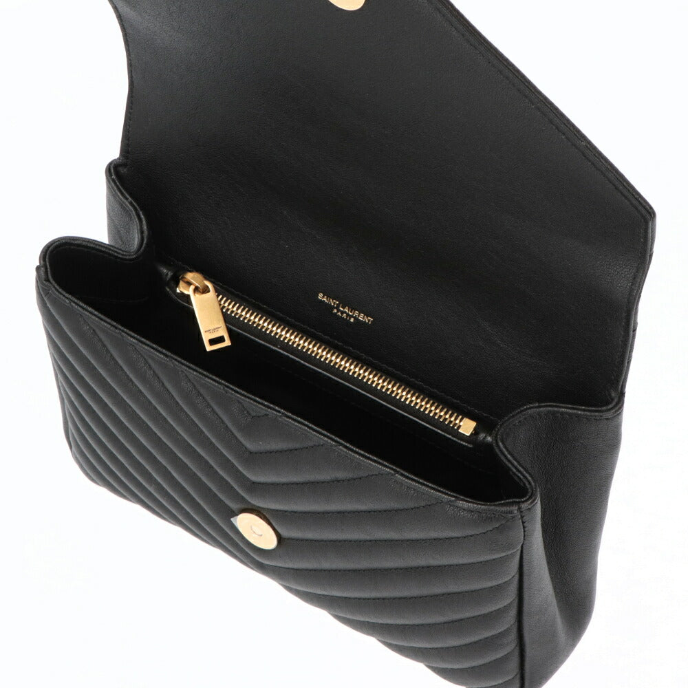 SAINT LAURENT ショルダーバッグ ブラック ラムスキン シェブロンキルティング YSLモノグラム ハンドバッグ 600279 BRM07