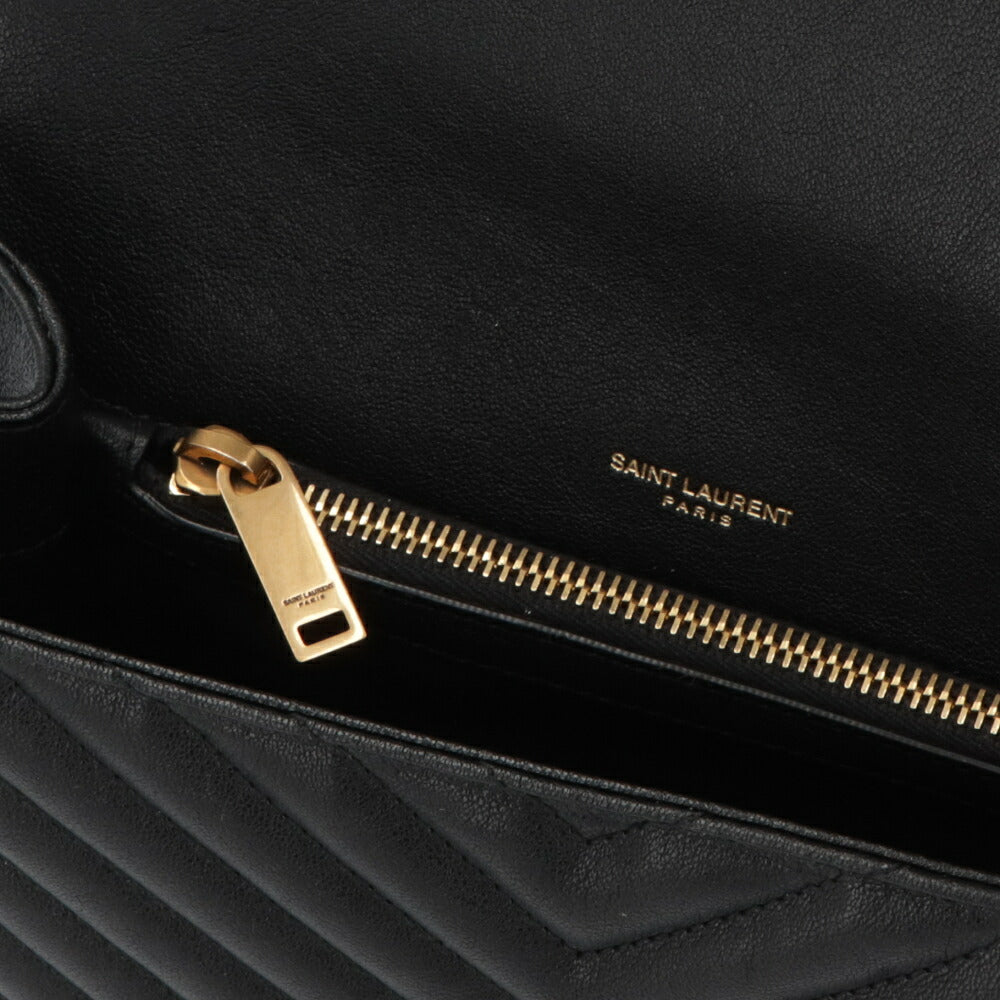 SAINT LAURENT ショルダーバッグ ブラック ラムスキン シェブロンキルティング YSLモノグラム ハンドバッグ 600279 BRM07