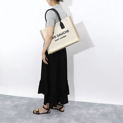 サンローラン SAINT LAURENT バッグ トートバッグ レディース RIVE GAUCHE TOTE リヴ ゴーシュ トート ベージュ系 キャンバス リネン A4対応 横型 大容量 617481 FAAVU