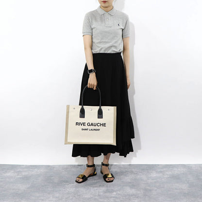 サンローラン SAINT LAURENT バッグ トートバッグ レディース RIVE GAUCHE TOTE リヴ ゴーシュ トート ベージュ系 キャンバス リネン A4対応 横型 大容量 617481 FAAVU