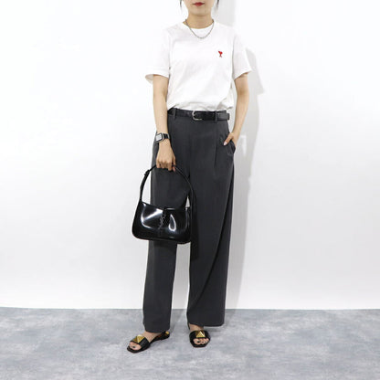 サンローラン SAINT LAURENT バッグ ハンドバッグ レディース サンカセット ブラック パテント レザー ホーボーバッグ スムーススキン 鞄 カサンドラロゴ 肩掛け 657228 AAB9G