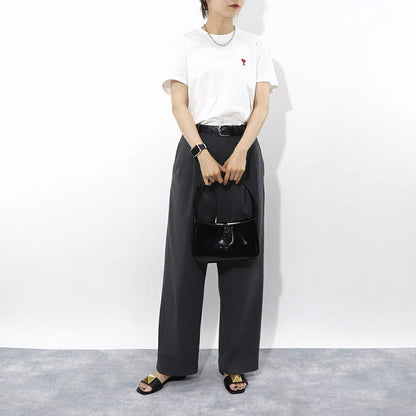 サンローラン SAINT LAURENT バッグ ハンドバッグ レディース サンカセット ブラック パテント レザー ホーボーバッグ スムーススキン 鞄 カサンドラロゴ 肩掛け 657228 AAB9G