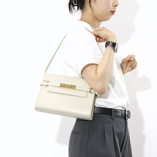 サンローラン SAINT LAURENT バッグ ハンドバッグ レディース MANHATTAN マンハッタン オフホワイト カーフ レザー クラッチバッグ 2way ロゴ 鞄 ゴールド金具 無地 シンプル 675626 0SX0W