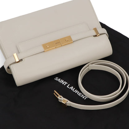 サンローラン SAINT LAURENT バッグ ハンドバッグ レディース MANHATTAN マンハッタン オフホワイト カーフ レザー クラッチバッグ 2way ロゴ 鞄 ゴールド金具 無地 シンプル 675626 0SX0W
