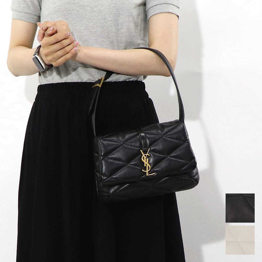 サンローラン SAINT LAURENT バッグ ハンドバッグ レディース LE 57 ブラック オフホワイト ラムスキン ショルダーバッグ 2way カサンドラロゴ キルティング 698567 AAAO0