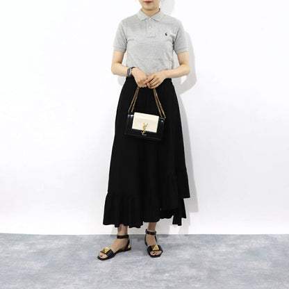 サンローラン SAINT LAURENT バッグ ショルダーバッグ レディース KATE NAPPA ケイト ナッパ オフホワイト×ブラック パテント ナッパ レザー ハンドバッグ 2way バイカラー カサンドラロゴ チェーン 鞄 742580 AAB4D