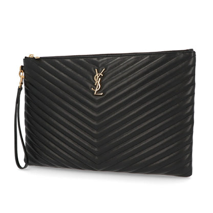 サンローラン SAINT LAURENT バッグ クラッチバッグ レディース POUCH MONOGRAM ポーチ モノグラム ブラック カーフレザー カサンドラロゴ A4対応 横型 ストラップ付き 鞄 440222 CWU01