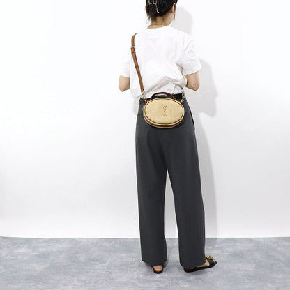 サンローラン SAINT LAURENT バッグ ショルダーバッグ レディース CAMERA BAG ROUND カメラバッグ ラウンド ベージュ×ブラウン レザー ハンドバッグ 2way カサンドラロゴ 鞄 744579 FABZ3
