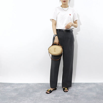サンローラン SAINT LAURENT バッグ ショルダーバッグ レディース CAMERA BAG ROUND カメラバッグ ラウンド ベージュ×ブラウン レザー ハンドバッグ 2way カサンドラロゴ 鞄 744579 FABZ3