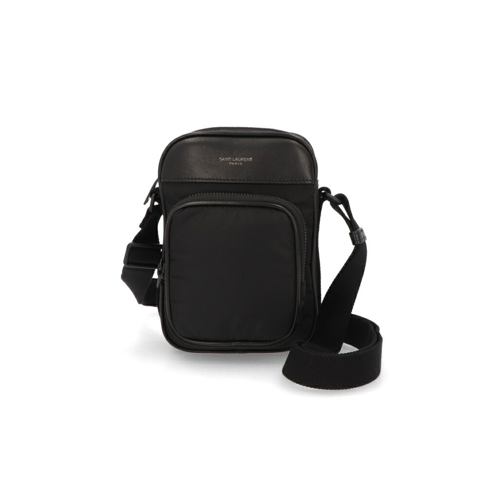 SAINT LAURENT バッグ ショルダーバッグ メンズ  ブラック ポリアミド レザー PHONE POUCH CITY 79661 AADBA