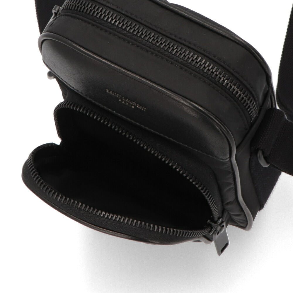 SAINT LAURENT バッグ ショルダーバッグ メンズ  ブラック ポリアミド レザー PHONE POUCH CITY 79661 AADBA
