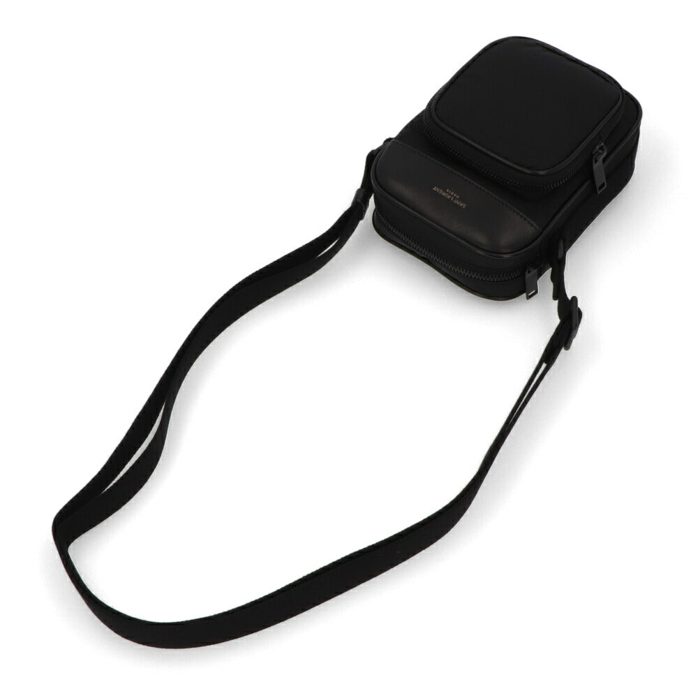 SAINT LAURENT バッグ ショルダーバッグ メンズ  ブラック ポリアミド レザー PHONE POUCH CITY 79661 AADBA
