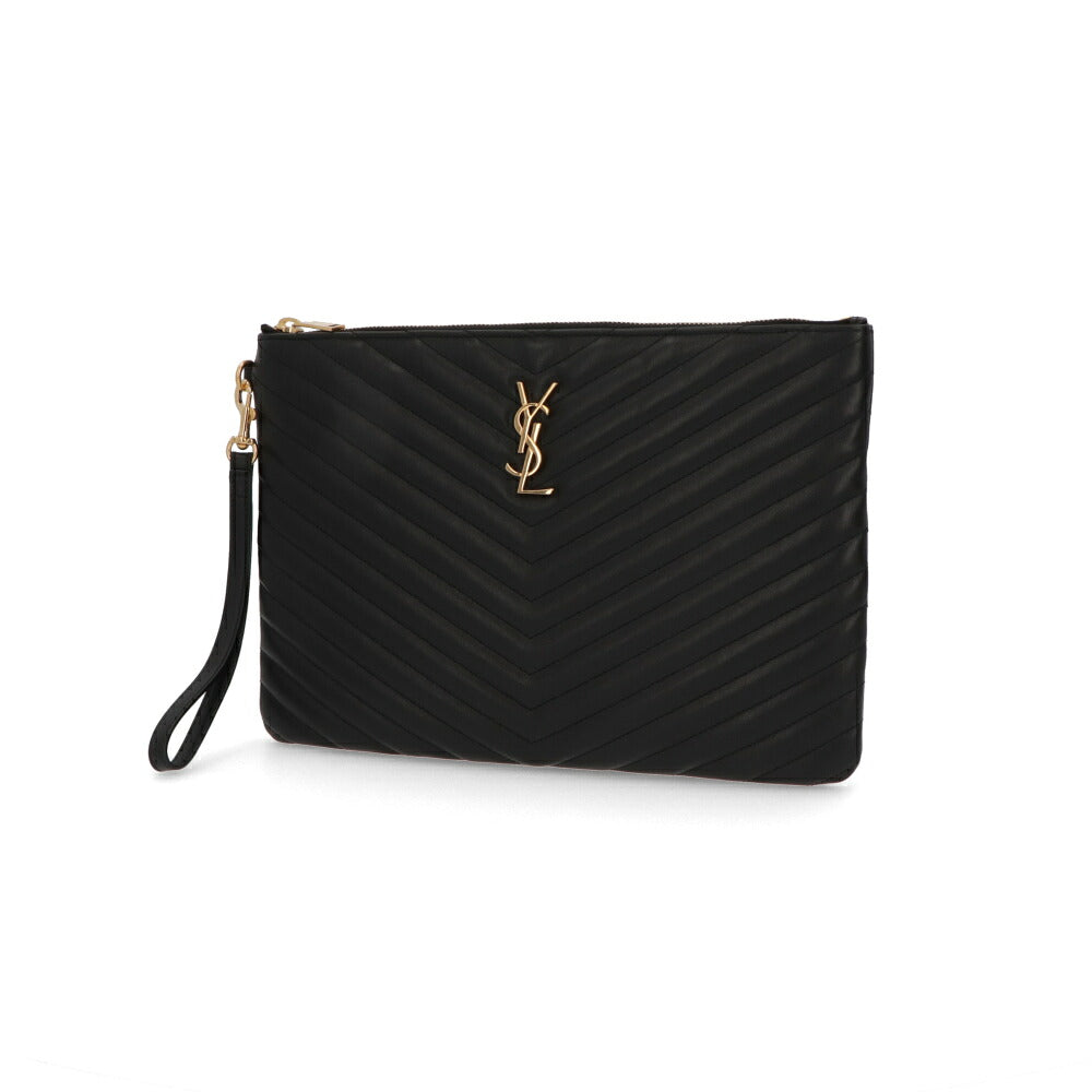 サンローラン SAINT LAURENT バッグ クラッチバッグ ユニセックス  ブラック カーフレザー タブレットポーチ　キルティング 559193