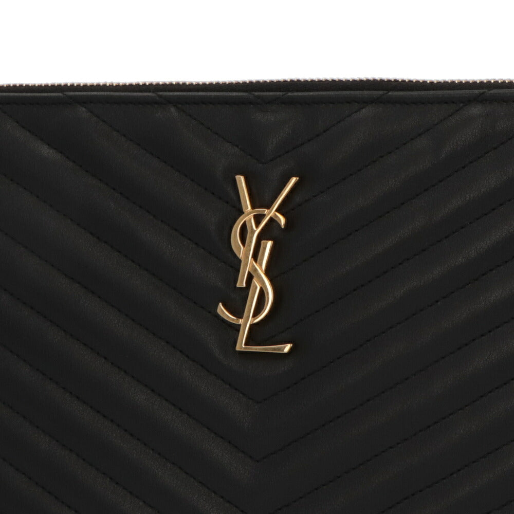 サンローラン SAINT LAURENT バッグ クラッチバッグ ユニセックス  ブラック カーフレザー タブレットポーチ　キルティング 559193