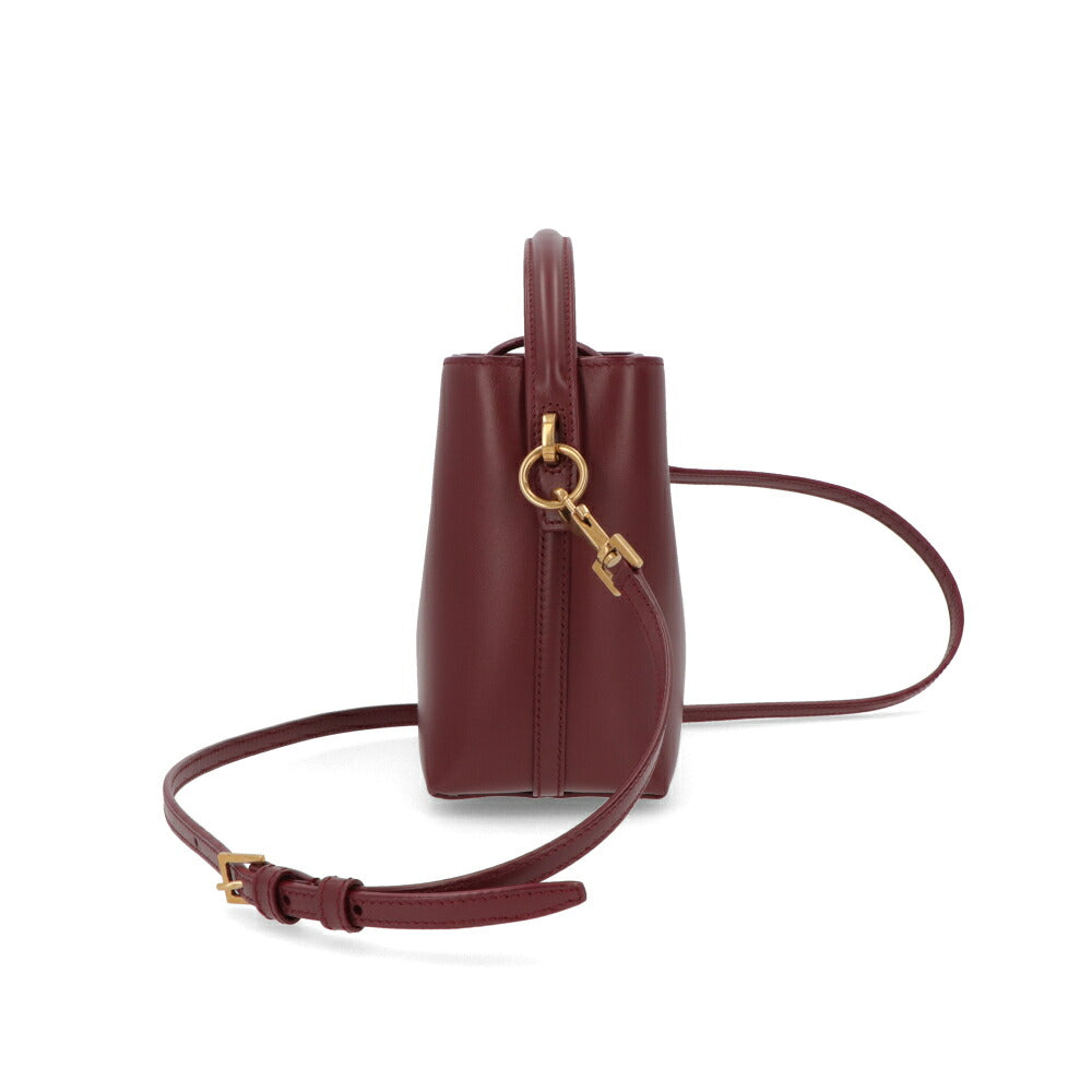 サンローラン SAINT LAURENT バッグ ショルダーバッグ レディース  1000 3360 ボルドー カーフスキンレザー LE37 ミニバケットバッグ 765870