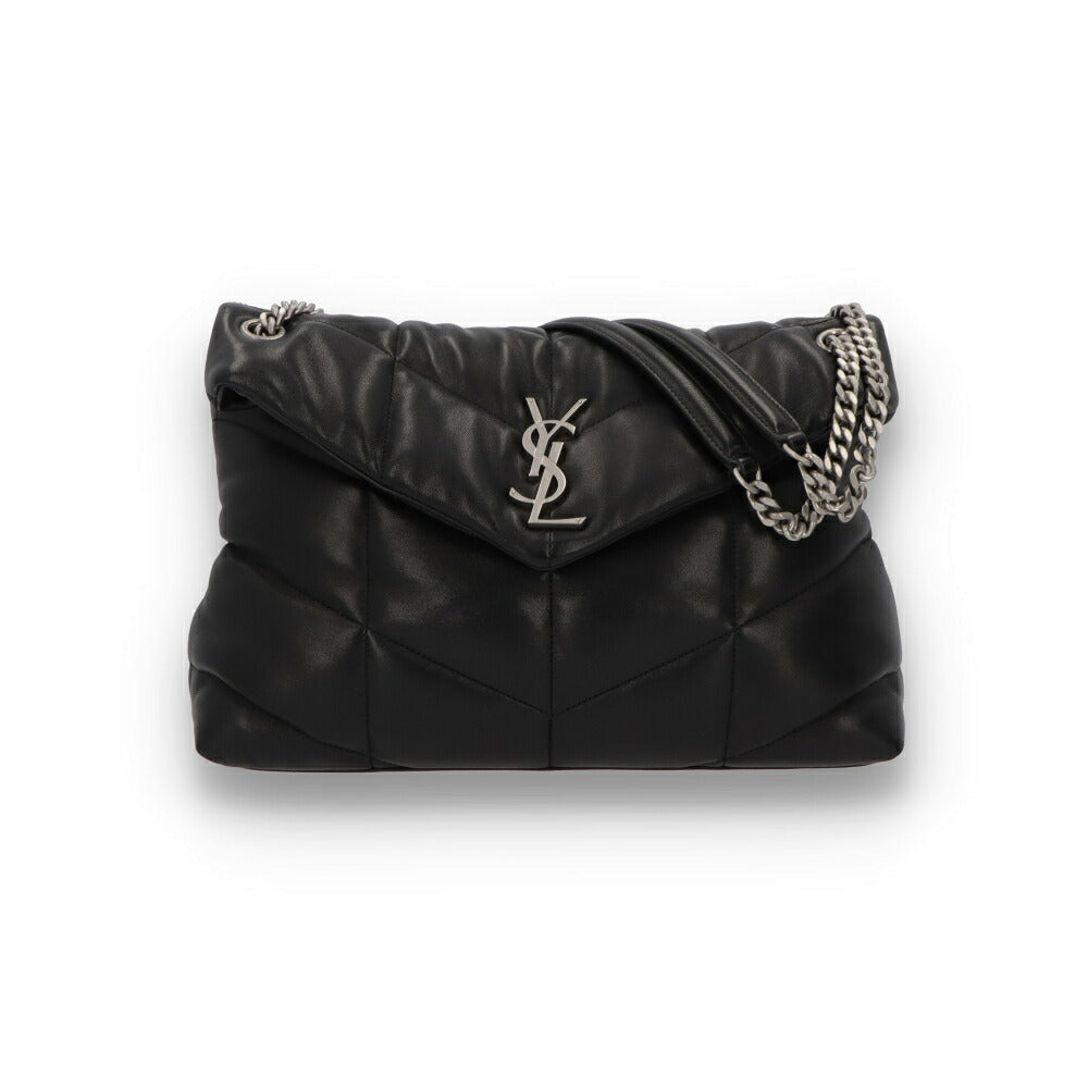 SAINT LAURENT サンローラン レディース バッグ ショルダーバッグ ルル パファー ブラック ラムスキン チェーンショルダー 577475 1EL00