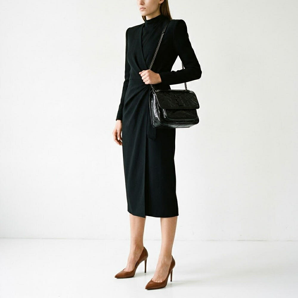 SAINT LAURENT サンローラン レディース バッグ ショルダーバッグ ニキ ミディアム ブラック レザー チェーンショルダー 633158 0EN04