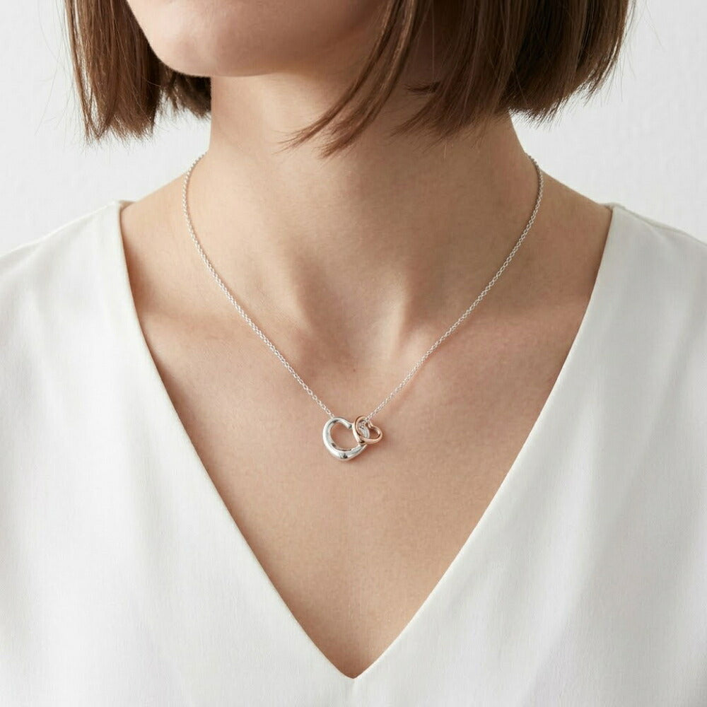 Tiffany & Co ティファニー レディース アクセサリー ネックレス シルバー×ローズゴールド シルバー925 18K オープンハート ペンダント エクストラミニ 60991588