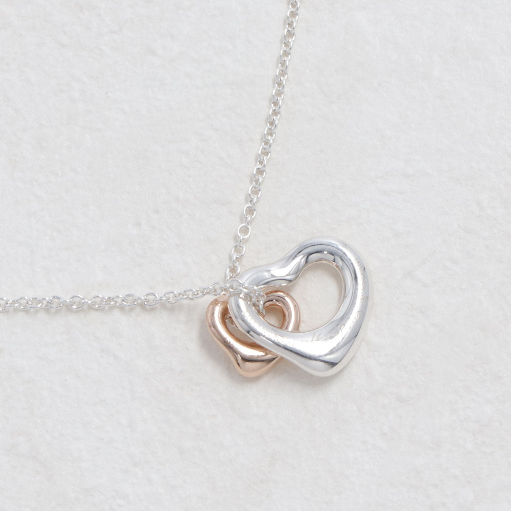 Tiffany & Co ティファニー レディース アクセサリー ネックレス シルバー×ローズゴールド シルバー925 18K オープンハート ペンダント エクストラミニ 60991588