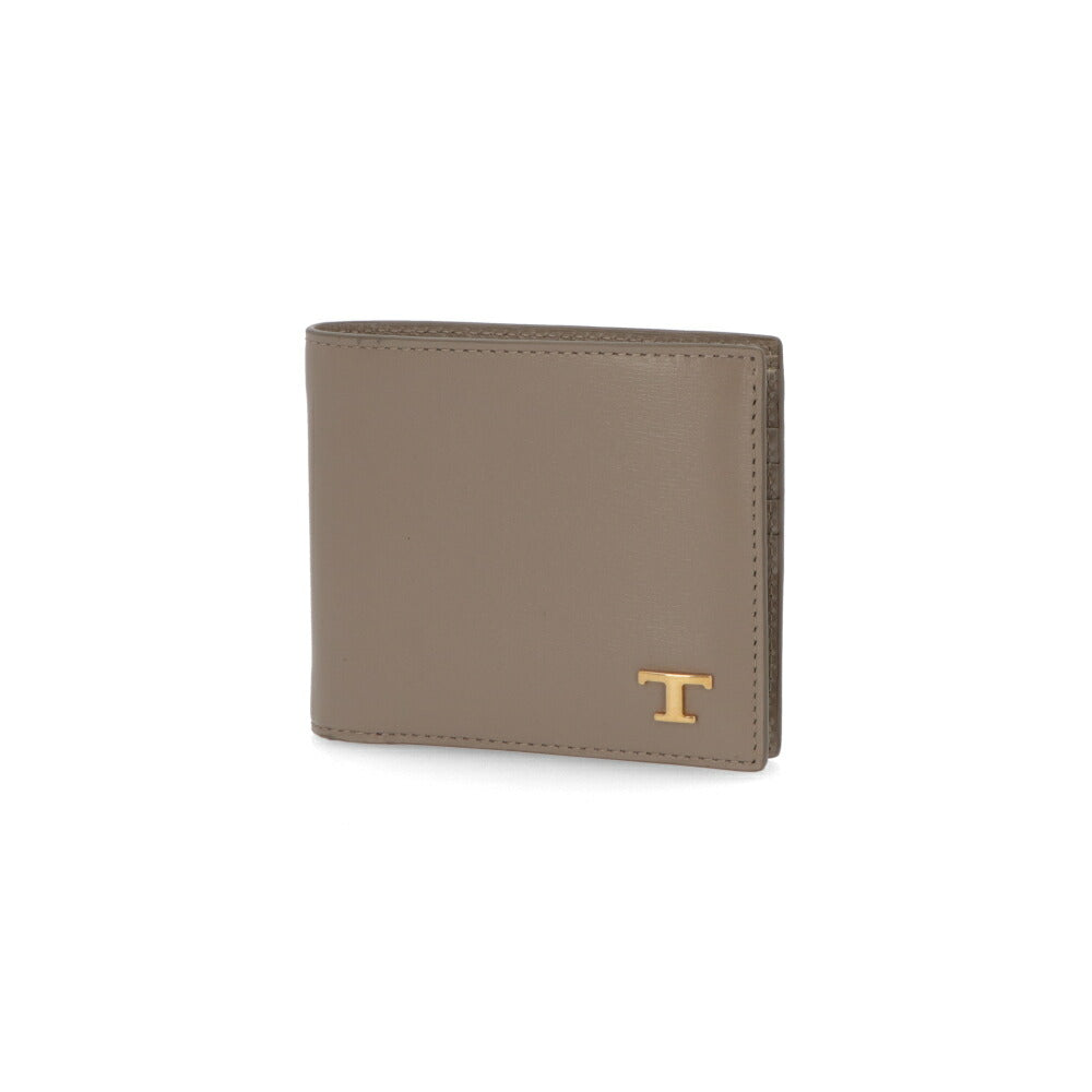 TOD'S 財布 二つ折り財布 グレージュ ロゴ レザーケース XAMTSYC0300RLO