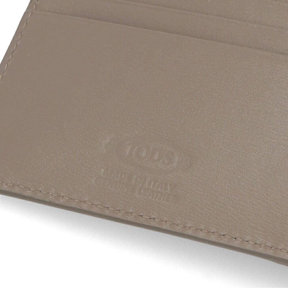 TOD'S 財布 二つ折り財布 グレージュ ロゴ レザーケース XAMTSYC0300RLO