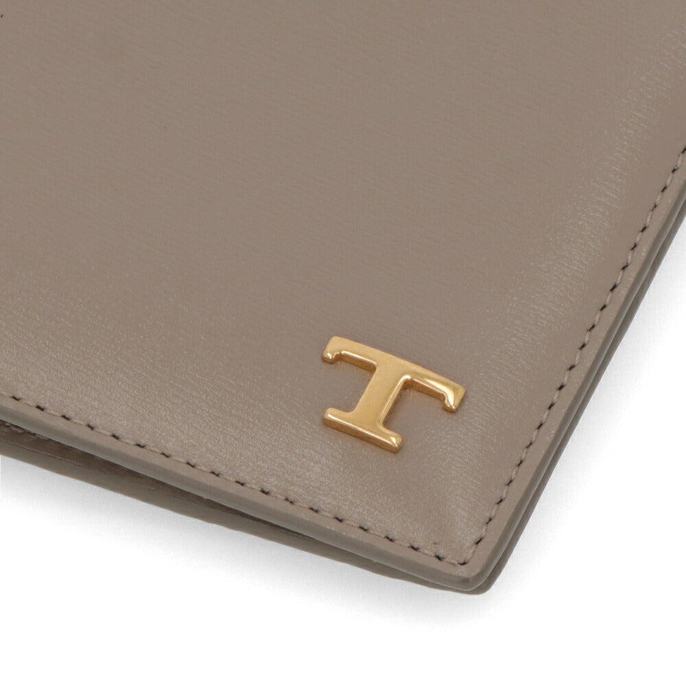 TOD'S 財布 二つ折り財布 グレージュ ロゴ レザーケース XAMTSYC0300RLO
