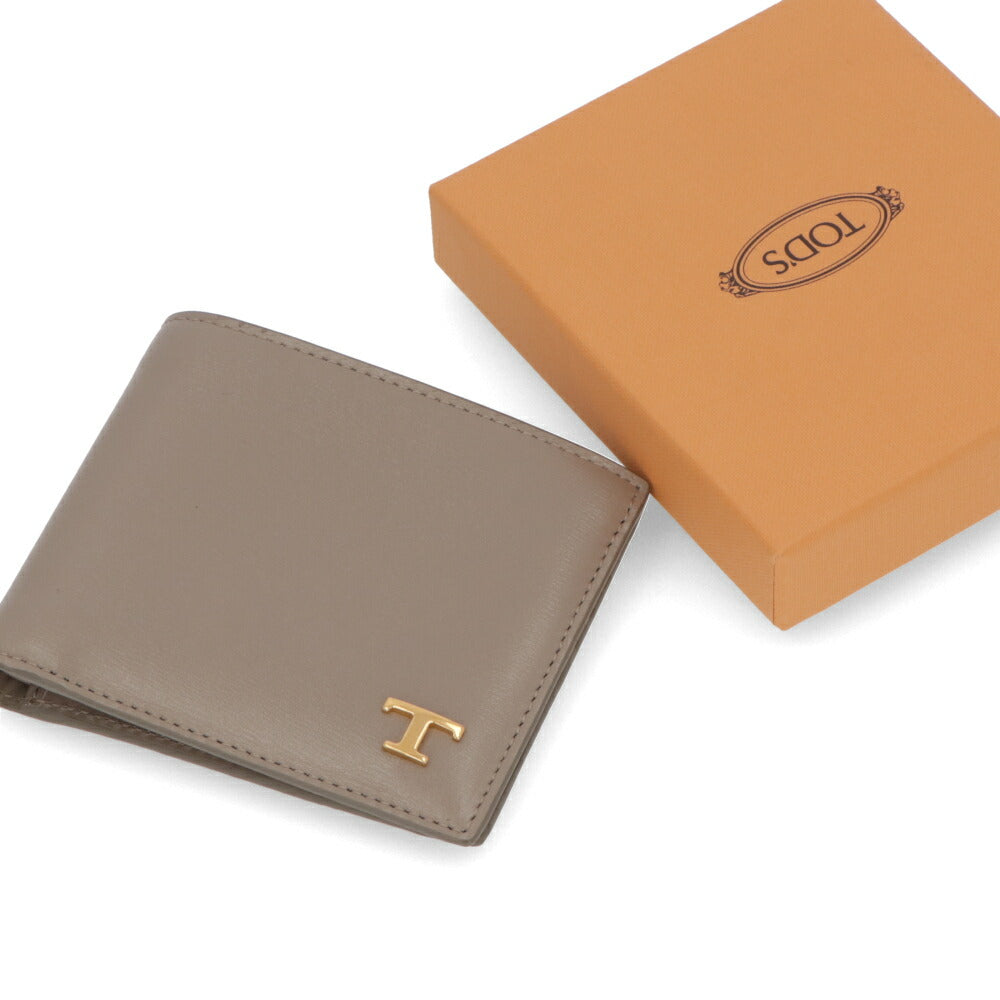 TOD'S 財布 二つ折り財布 グレージュ ロゴ レザーケース XAMTSYC0300RLO