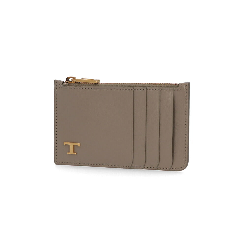 TOD'S 小銭入れ・コインケース グレージュ レザーケース ジップカードケース ロゴ XAMTSYF8300RLOTODS