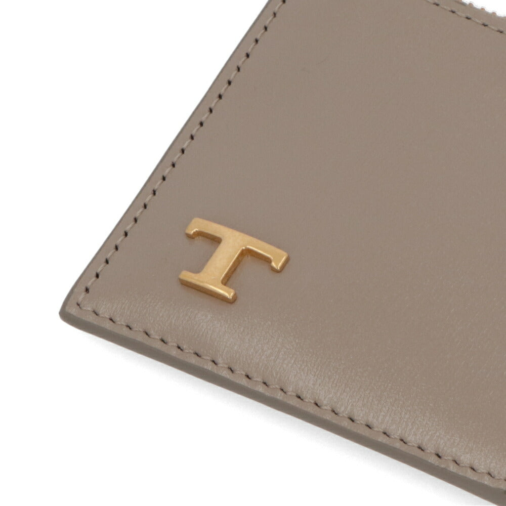 TOD'S 小銭入れ・コインケース グレージュ レザーケース ジップカードケース ロゴ XAMTSYF8300RLOTODS