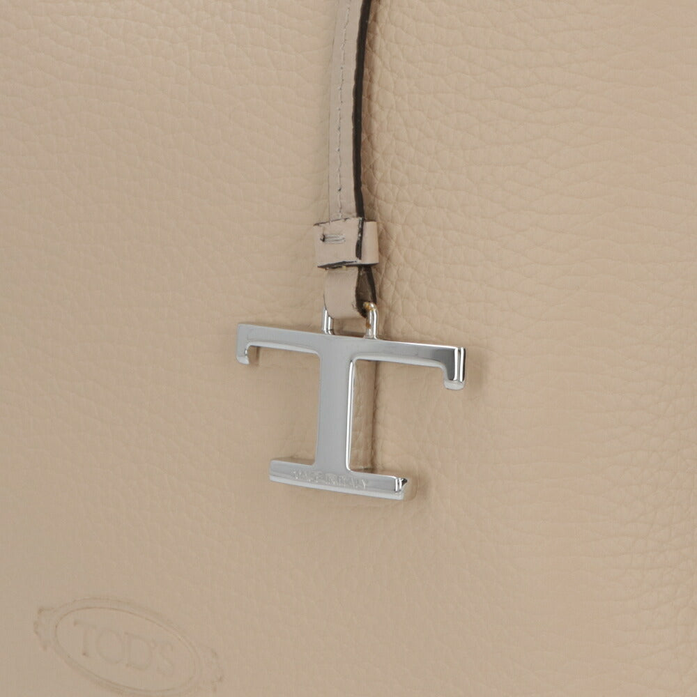 TOD'S ハンドレザー ミニ クリーム系 　 ロゴ ショルダーTタイムレス