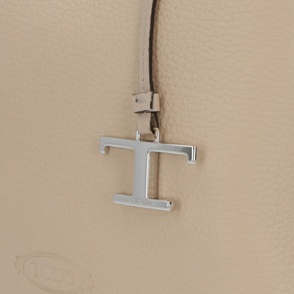 TOD'S ハンドレザー ミニ クリーム系 　 ロゴ ショルダーTタイムレス