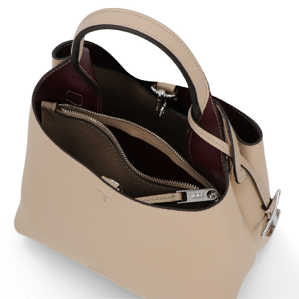 TOD'S トッズ  ハンドレザー ミニ クリーム系 　 ロゴ ショルダーTタイムレス