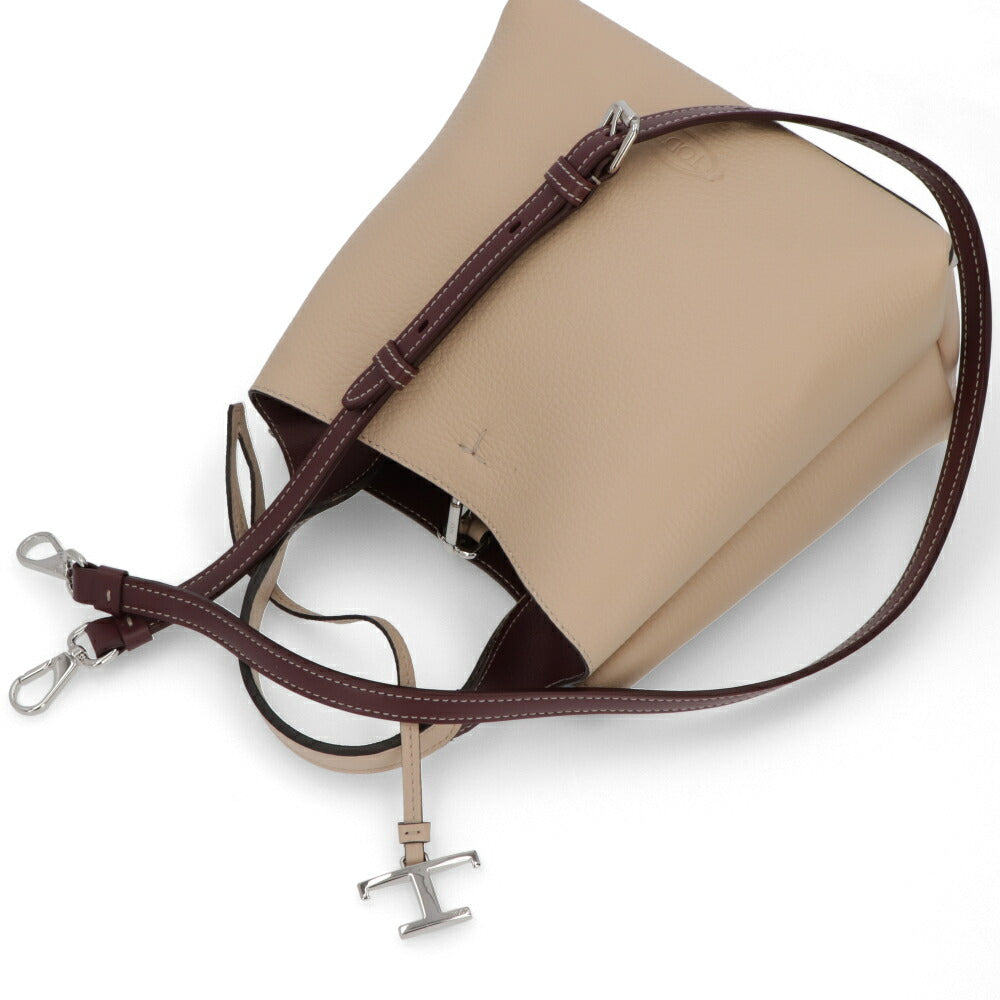 TOD'S ハンドレザー ミニ クリーム系 　 ロゴ ショルダーTタイムレス