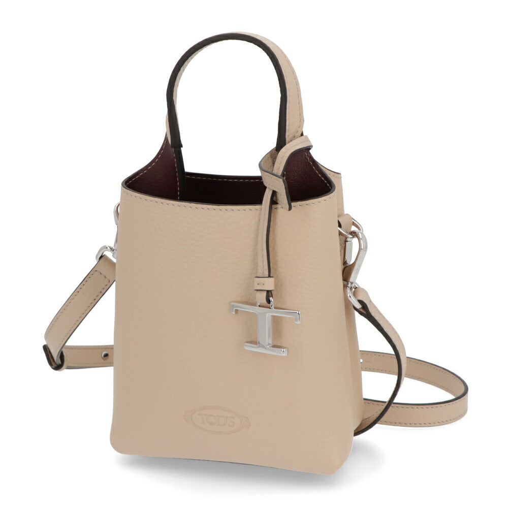 TOD'S タイムレス　マイクロ　ハンドバッグ　クリーム TOD'S ハンドレザー マイクロ クリーム系 レザー ロゴ ショルダーT