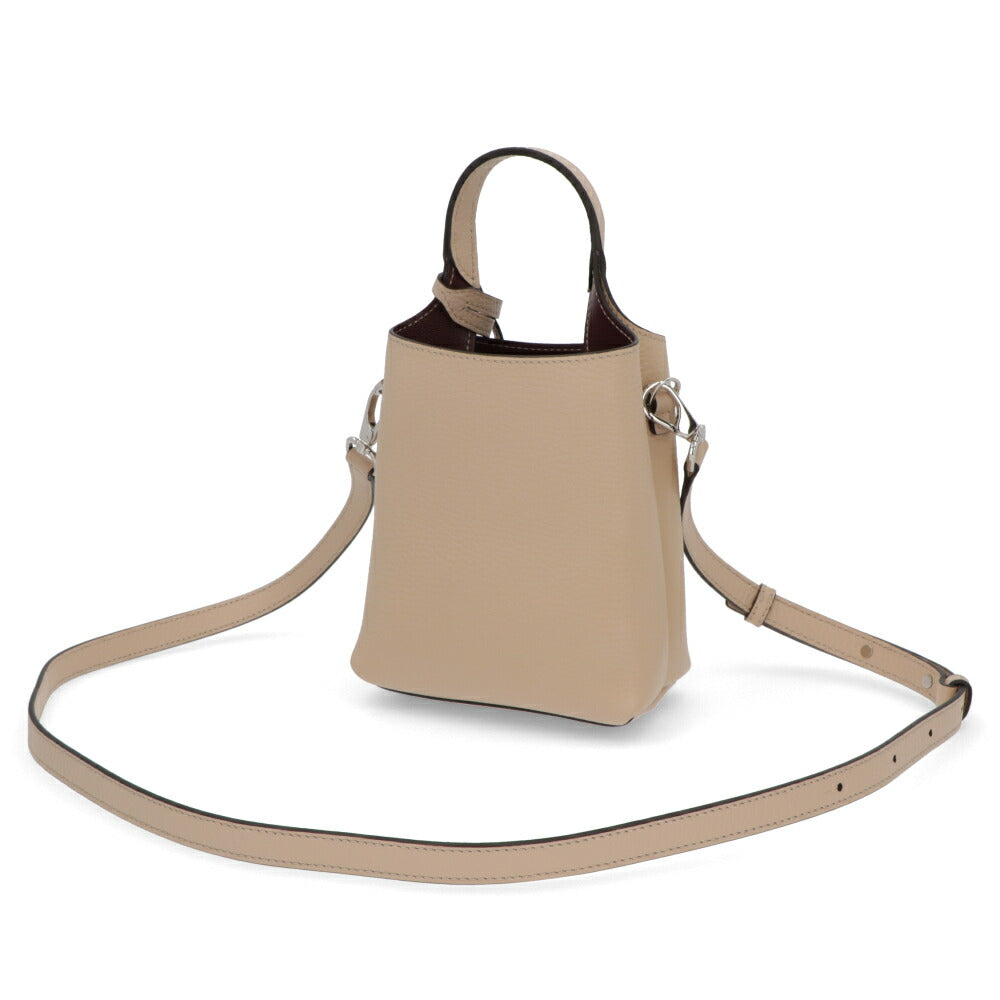 TOD'S ハンドレザー マイクロ クリーム系 レザー ロゴ ショルダーTタイムレス