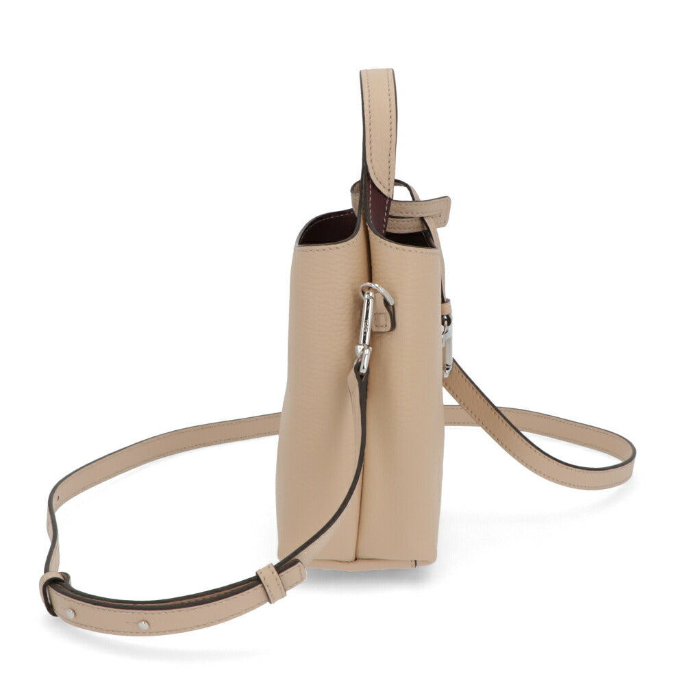 TOD'S ハンドレザー マイクロ クリーム系 レザー ロゴ ショルダーT