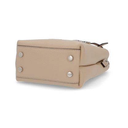 TOD'S ハンドレザー マイクロ クリーム系 レザー ロゴ ショルダーTタイムレス