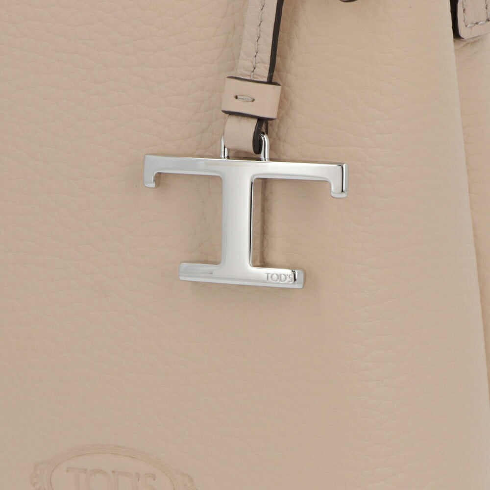 TOD'S ハンドレザー マイクロ クリーム系 レザー ロゴ ショルダーTタイムレス
