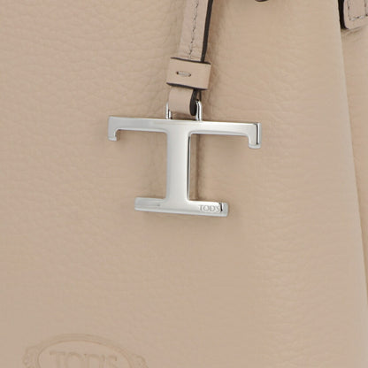 TOD'S ハンドレザー マイクロ クリーム系 レザー ロゴ ショルダーTタイムレス