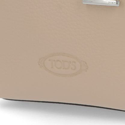 TOD'S ハンドレザー マイクロ クリーム系 レザー ロゴ ショルダーTタイムレス