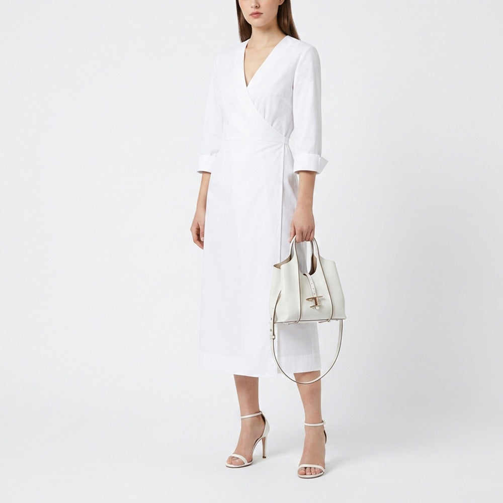 TOD'S トッズ レディース バッグ トートバッグ T タイムレス ホワイト レザー ゴールド金具 ミニ ショルダー2WAY XBWTSBA9100Q8E