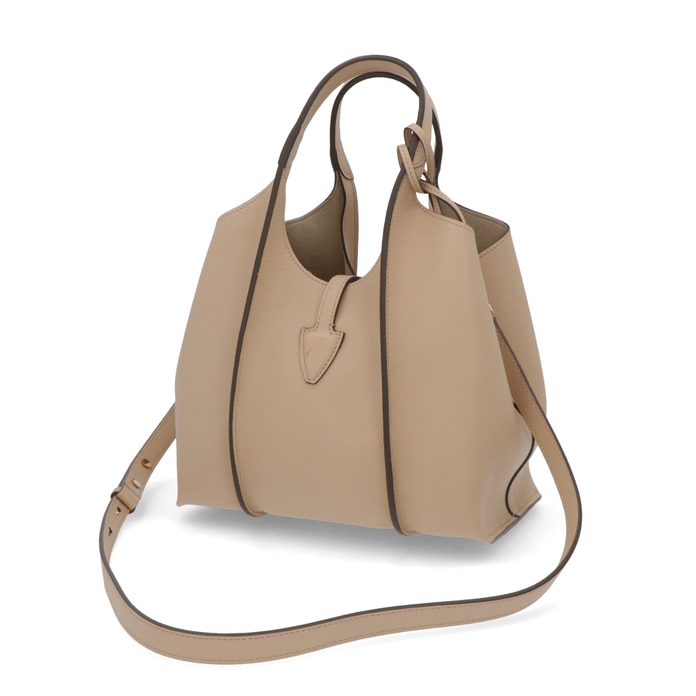 TOD'S トッズ  ハンドT タイムレス レザー ショッピング ミニ グレー系 ベージュ系 レザー ロゴ ショルダーTタイムレス